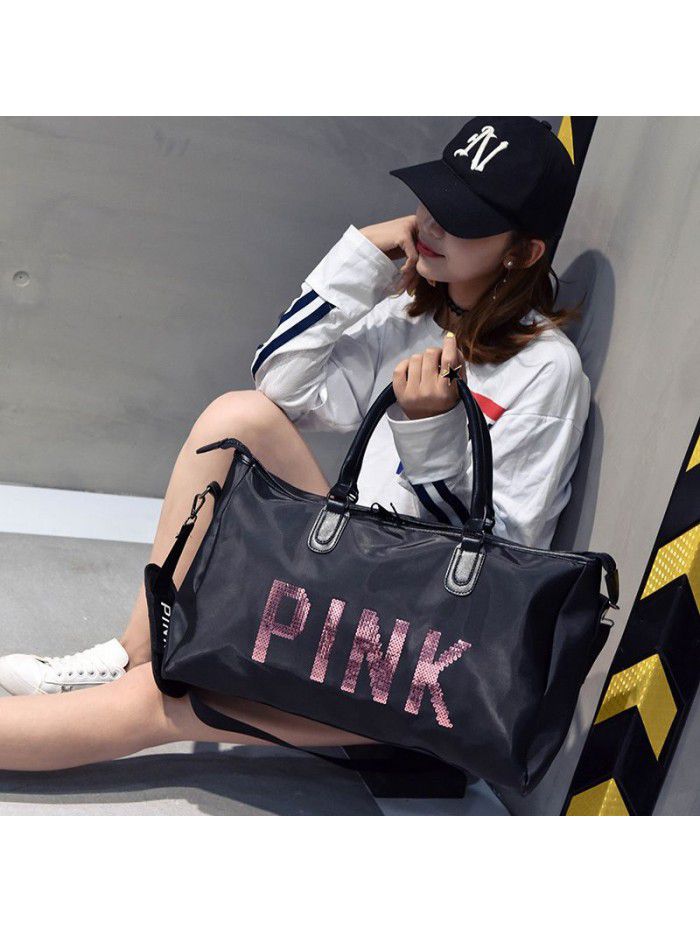 Sequin pink fitness travel bag to order large capacity leisure fashion portable travel bag