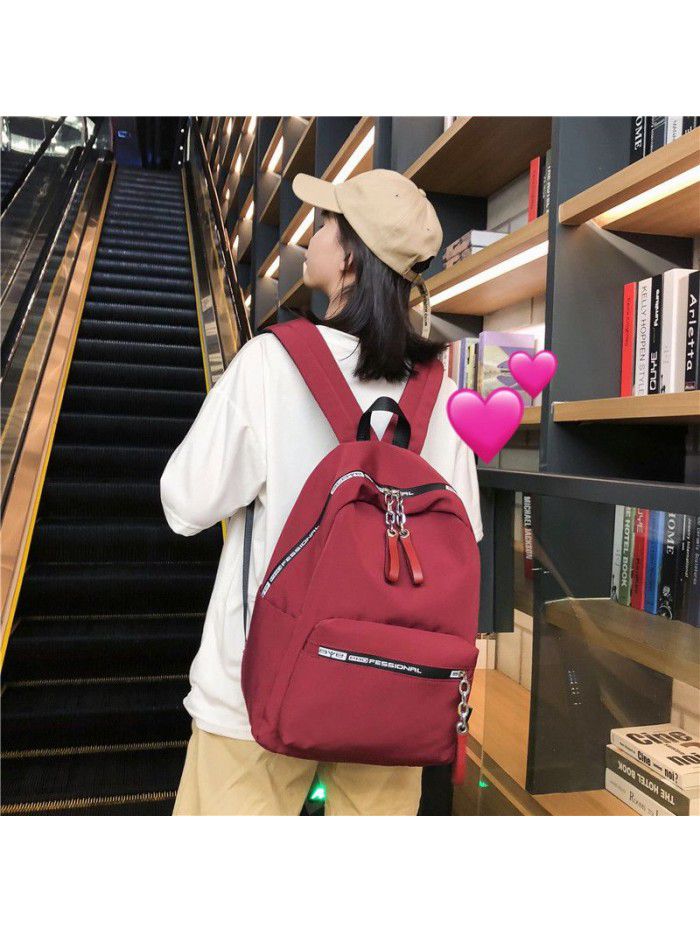  new college style Nylon Backpack simple and fashionable solid color schoolbag for boys and girls can be customized