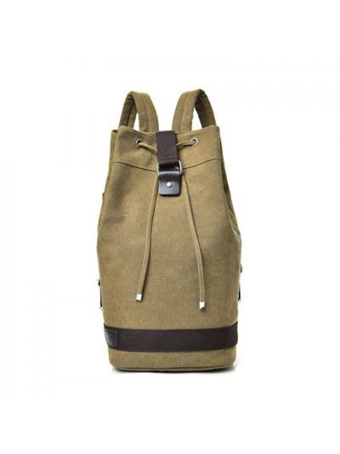 Fashion canvas sports backpack bucket bag travel computer backpack men's bag leisure travel schoolbag for men and women