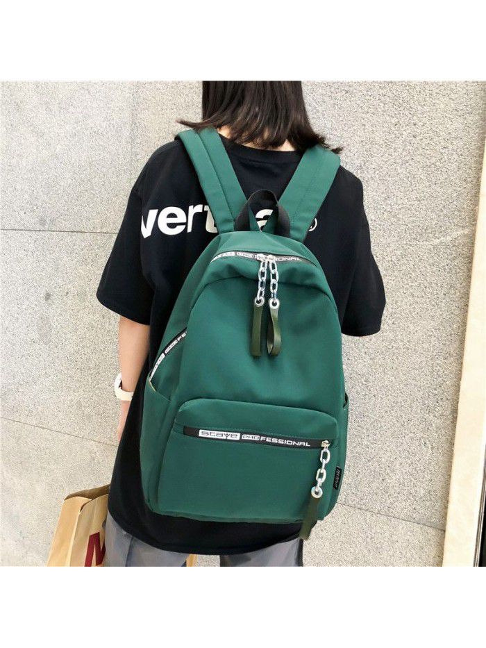  new college style Nylon Backpack simple and fashionable solid color schoolbag for boys and girls can be customized