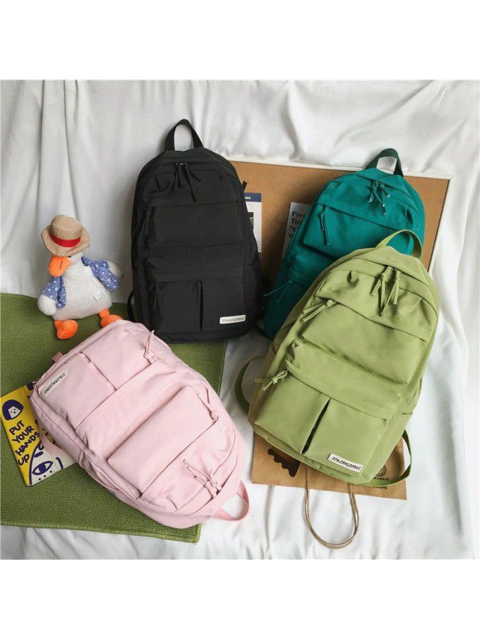 New Student Backpack three piece Korean schoolbag for junior high school students