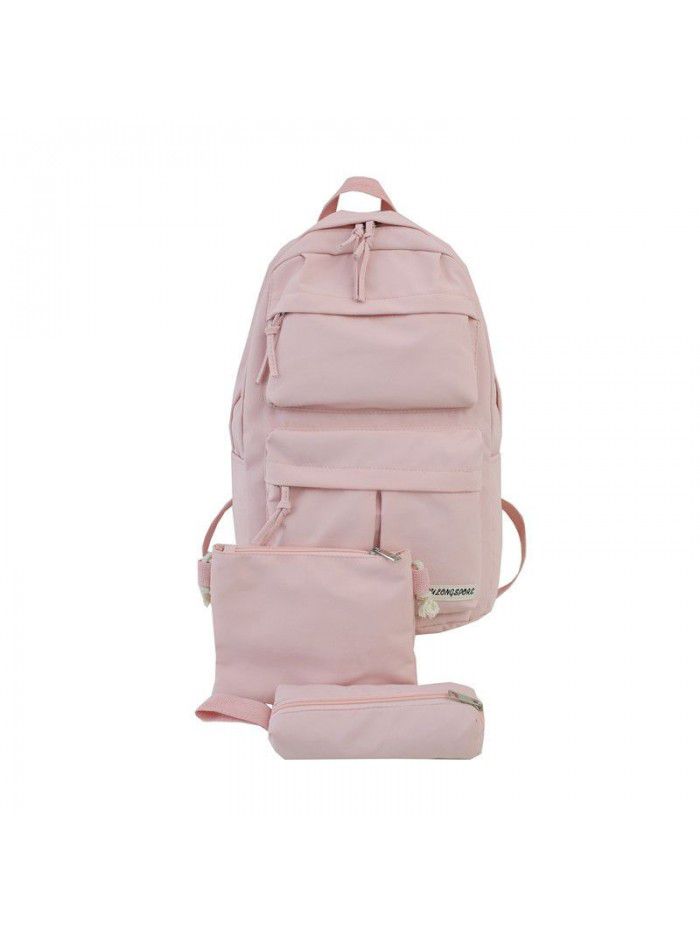 New Student Backpack three piece Korean schoolbag for junior high school students