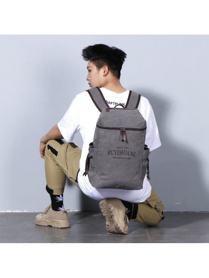 Fashion large capacity travel Canvas Backpack men's backpack outdoor travel sports bag student schoolbag men's 8951