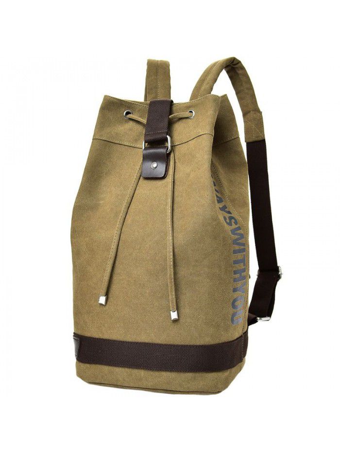 Fashion canvas sports backpack bucket bag travel computer backpack men's bag leisure travel schoolbag for men and women