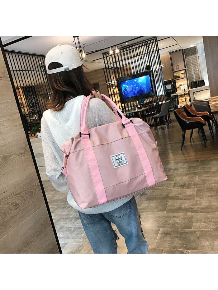 Storage bag 2019 new horizontal college style nylon wear resistant waterproof large capacity solid color travel bag fitness bag