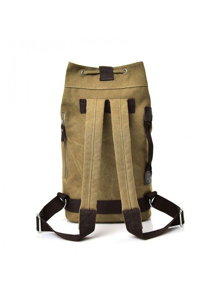 Fashion canvas sports backpack bucket bag travel computer backpack men's bag leisure travel schoolbag for men and women