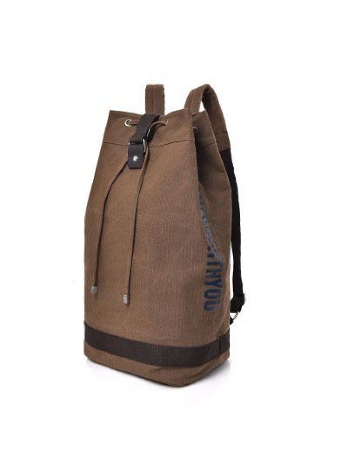 Fashion canvas sports backpack bucket bag travel computer backpack men's bag leisure travel schoolbag for men and women