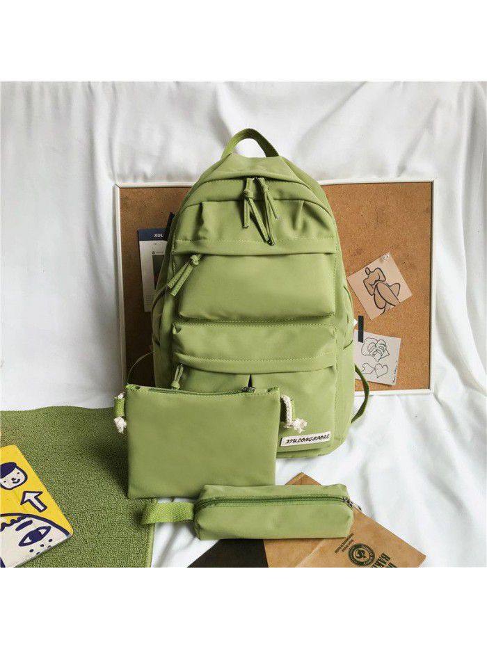 New Student Backpack three piece Korean schoolbag for junior high school students