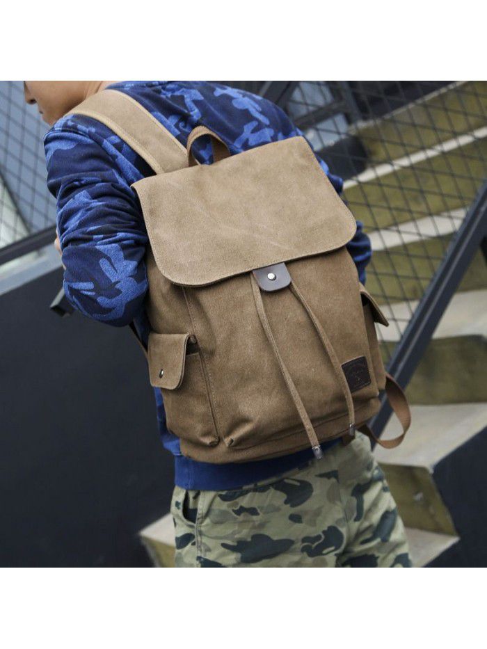 Fashion trend backpack men's and women's casual Canvas Backpack high school students' schoolbag FM9116