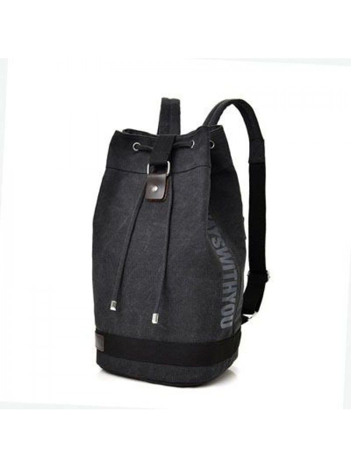 Fashion canvas sports backpack bucket bag travel computer backpack men's bag leisure travel schoolbag for men and women