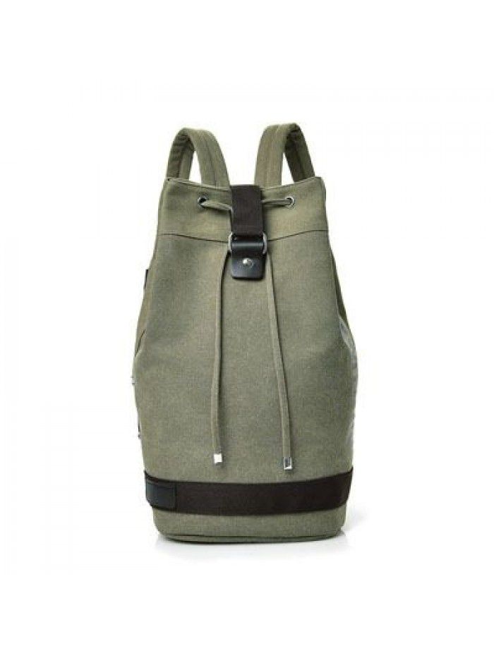 Fashion canvas sports backpack bucket bag travel computer backpack men's bag leisure travel schoolbag for men and women