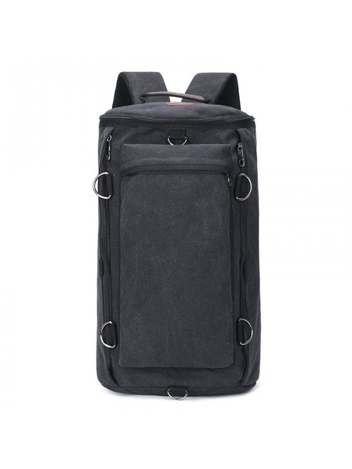 Fashion men's bag large capacity Travel Backpack men's outdoor travel sports cylinder backpack trend canvas schoolbag