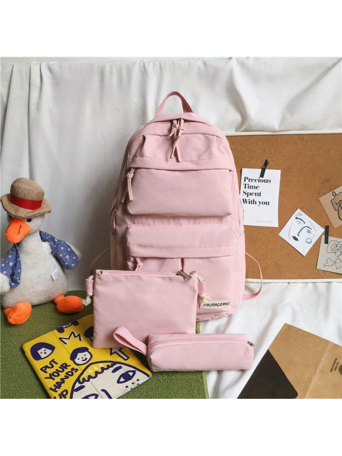 New Student Backpack three piece Korean schoolbag for junior high school students