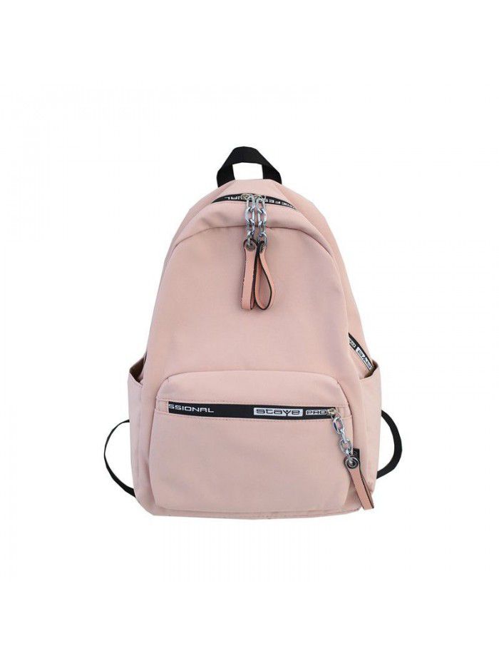  new college style Nylon Backpack simple and fashionable solid color schoolbag for boys and girls can be customized