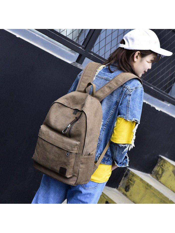 Fashion trend backpack casual Canvas Backpack retro travel bag college boys and girls schoolbag 8016