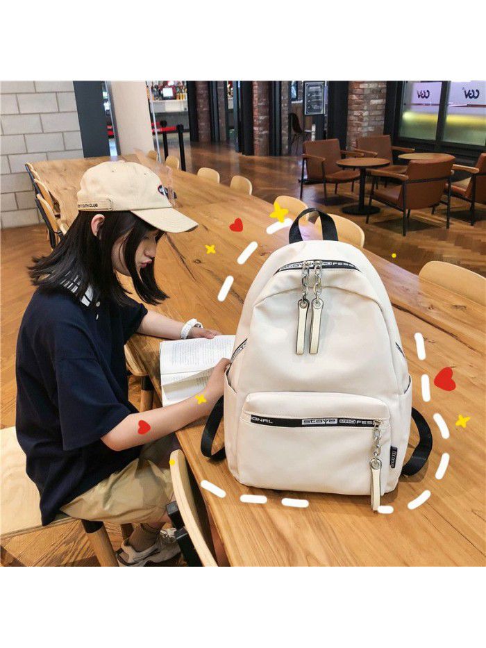  new college style Nylon Backpack simple and fashionable solid color schoolbag for boys and girls can be customized