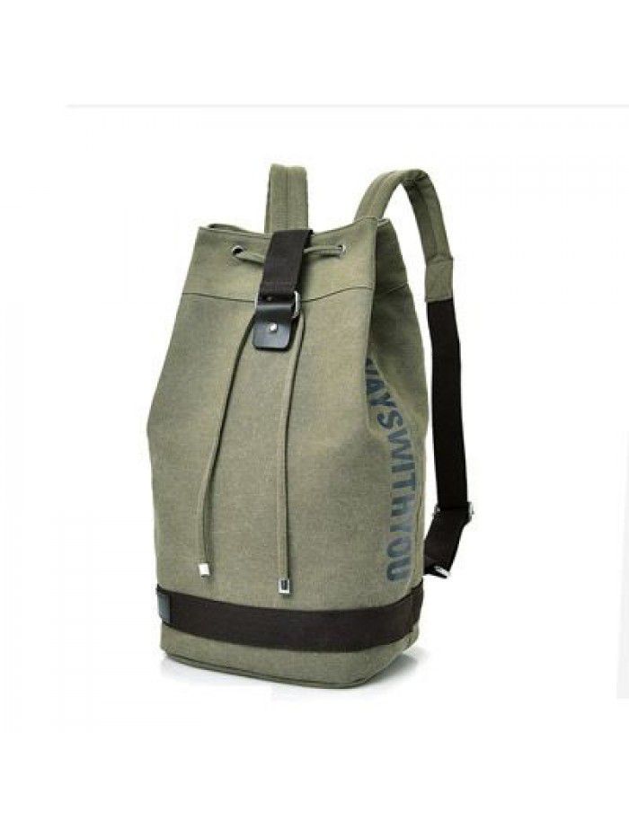 Fashion canvas sports backpack bucket bag travel computer backpack men's bag leisure travel schoolbag for men and women