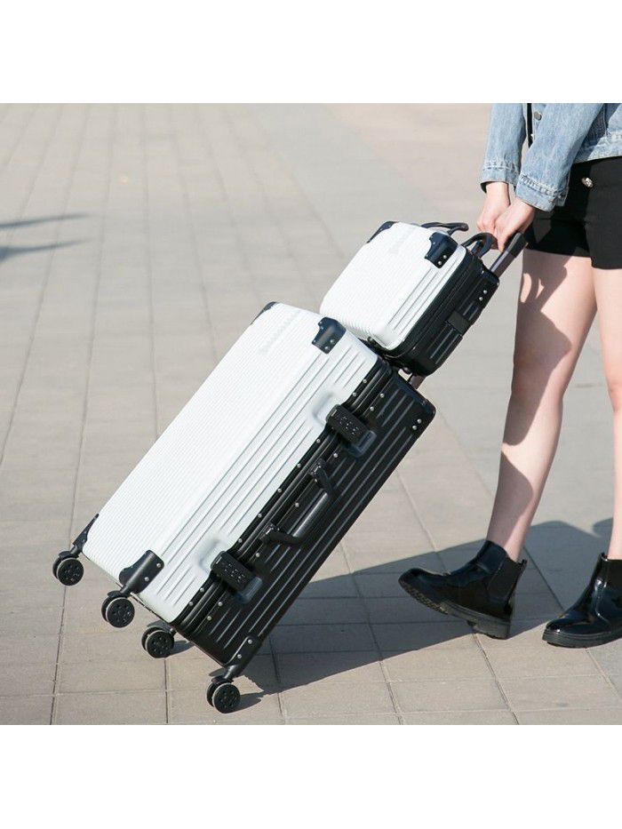 Luggage net red Trolley Case women's aluminum frame suitcase universal wheel men's code box 20 inch 24 leather box 28 