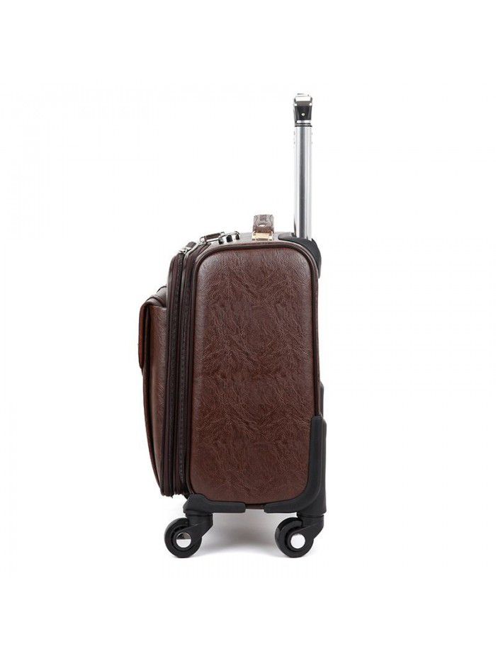 Leather suitcase, trolley case, men's and women's business boarding case, 18 inch 16 suitcase, universal wheel code luggage case