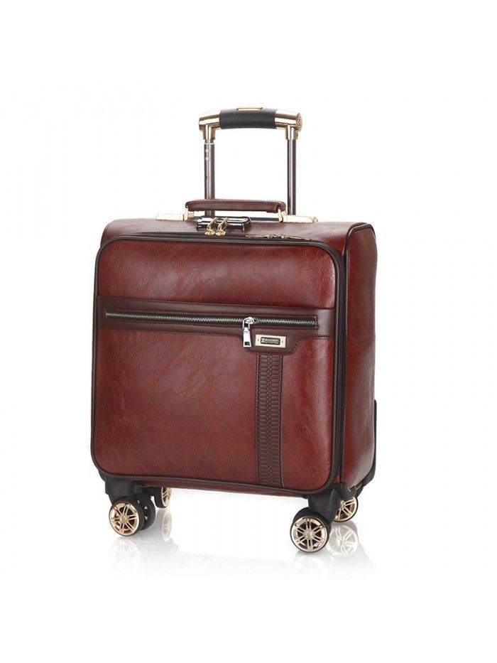 16 inch men's and women's suitcase luggage code box soft leather case business Trolley Case universal wheel 18 inch chassis