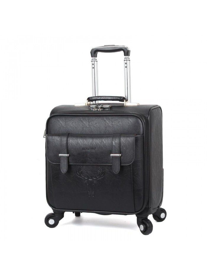 Leather suitcase, trolley case, men's and women's business boarding case, 18 inch 16 suitcase, universal wheel code luggage case