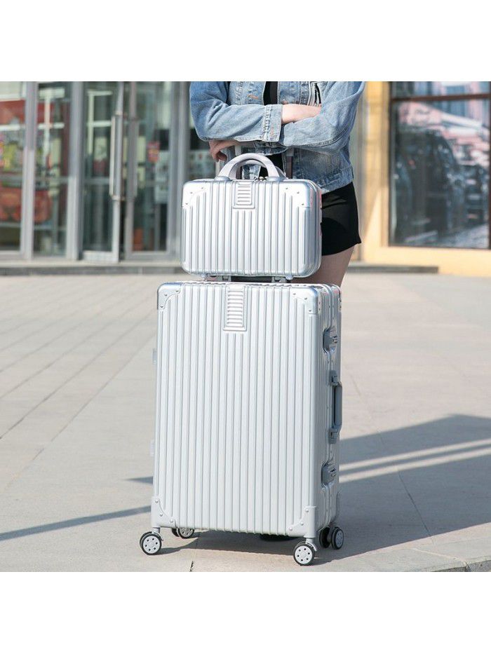 Luggage net red Trolley Case women's aluminum frame suitcase universal wheel men's code box 20 inch 24 leather box 28 