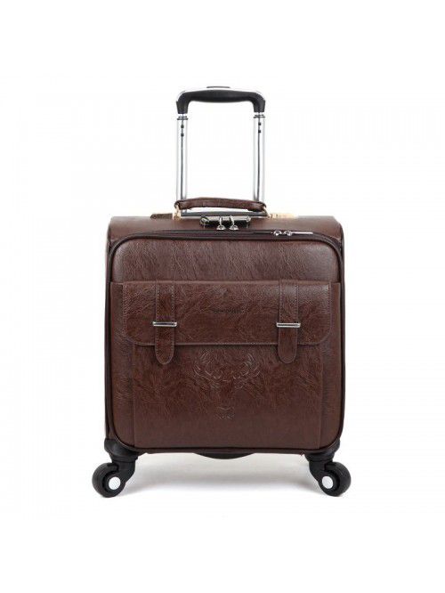 Leather suitcase, trolley case, men's and women's ...