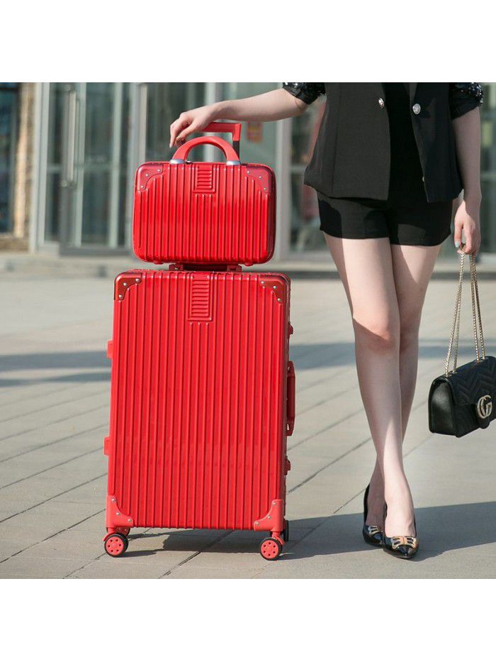 Luggage net red Trolley Case women's aluminum frame suitcase universal wheel men's code box 20 inch 24 leather box 28 