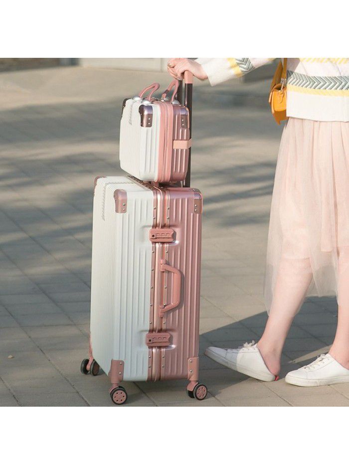 Luggage net red Trolley Case women's aluminum frame suitcase universal wheel men's code box 20 inch 24 leather box 28 