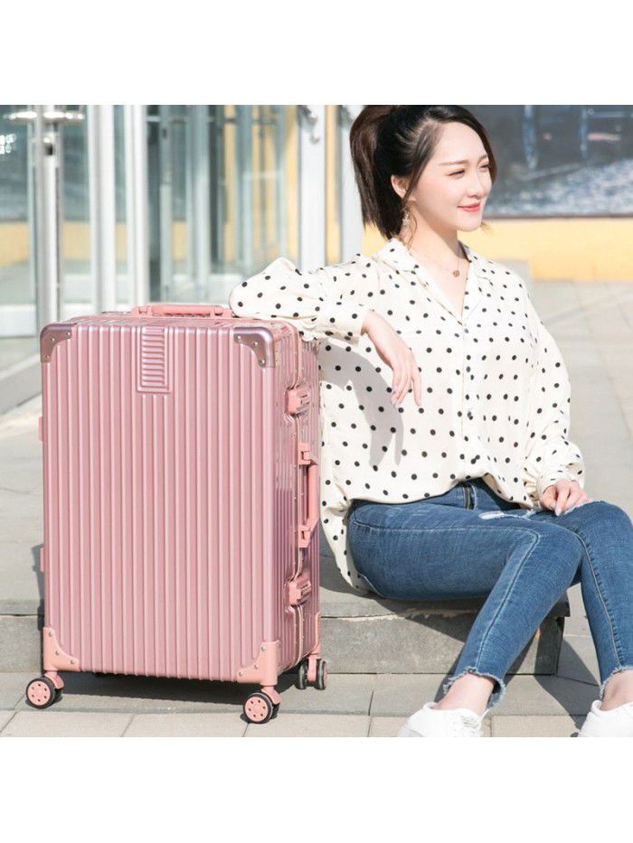 Luggage net red Trolley Case women's aluminum frame suitcase universal wheel men's code box 20 inch 24 leather box 28 