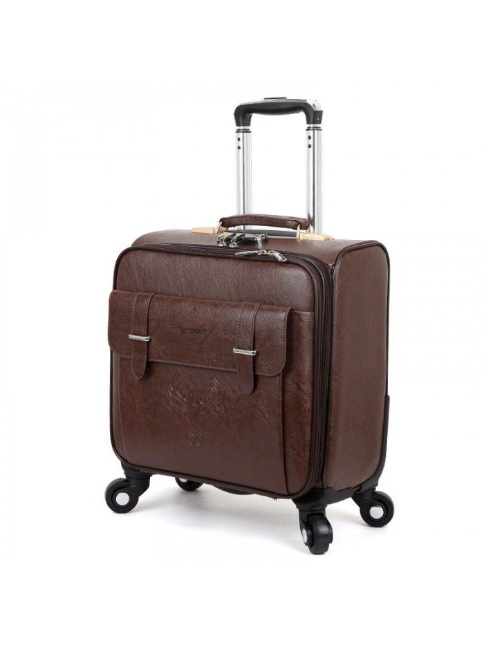 Leather suitcase, trolley case, men's and women's business boarding case, 18 inch 16 suitcase, universal wheel code luggage case