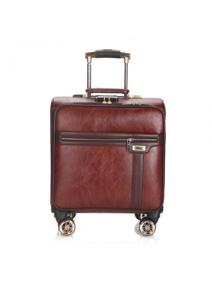 16 inch men's and women's suitcase luggage code box soft leather case business Trolley Case universal wheel 18 inch chassis