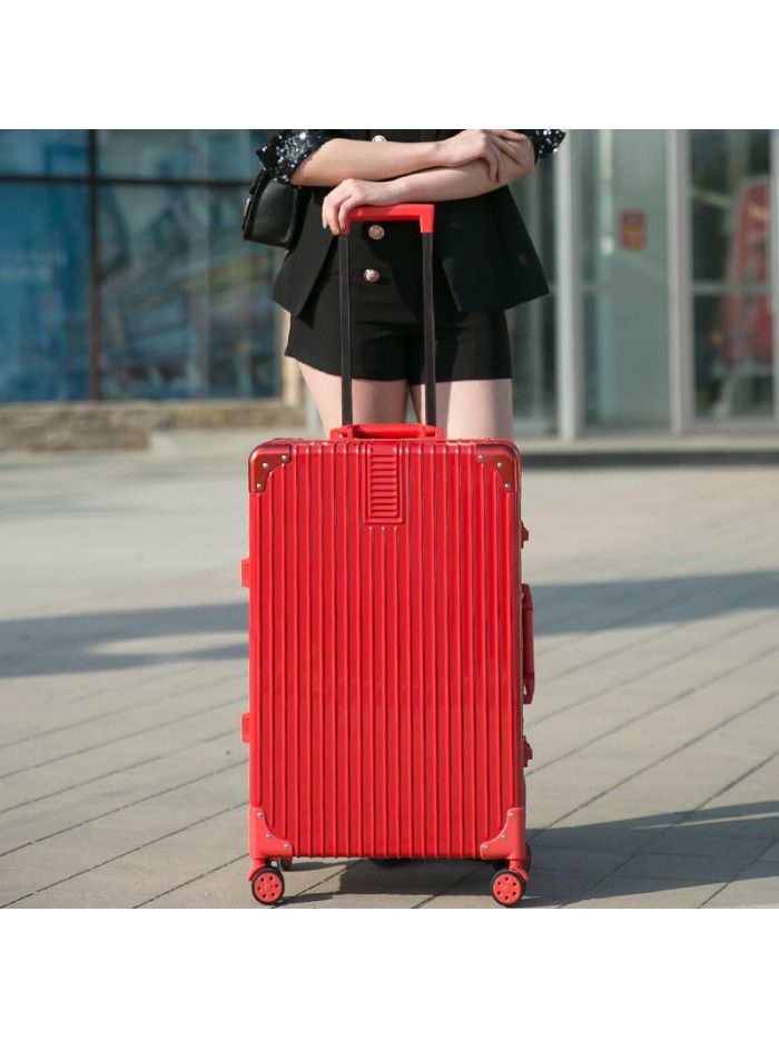 Luggage net red Trolley Case women's aluminum frame suitcase universal wheel men's code box 20 inch 24 leather box 28 