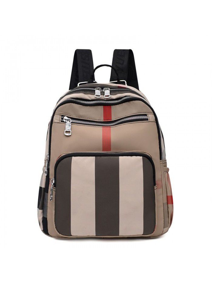 New striped backpack women's trend Korean fashion leisure travel nylon women's bag large capacity Backpack