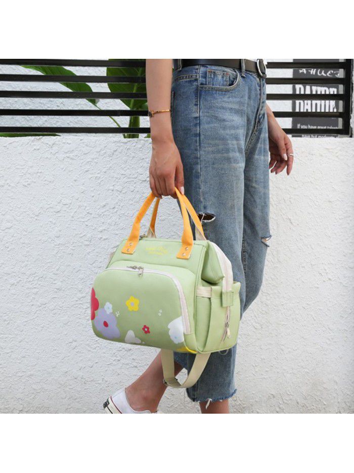 Mummy Bag 2021 new double shoulder bag women's fashion flower mother's handbag travel light mother baby backpack