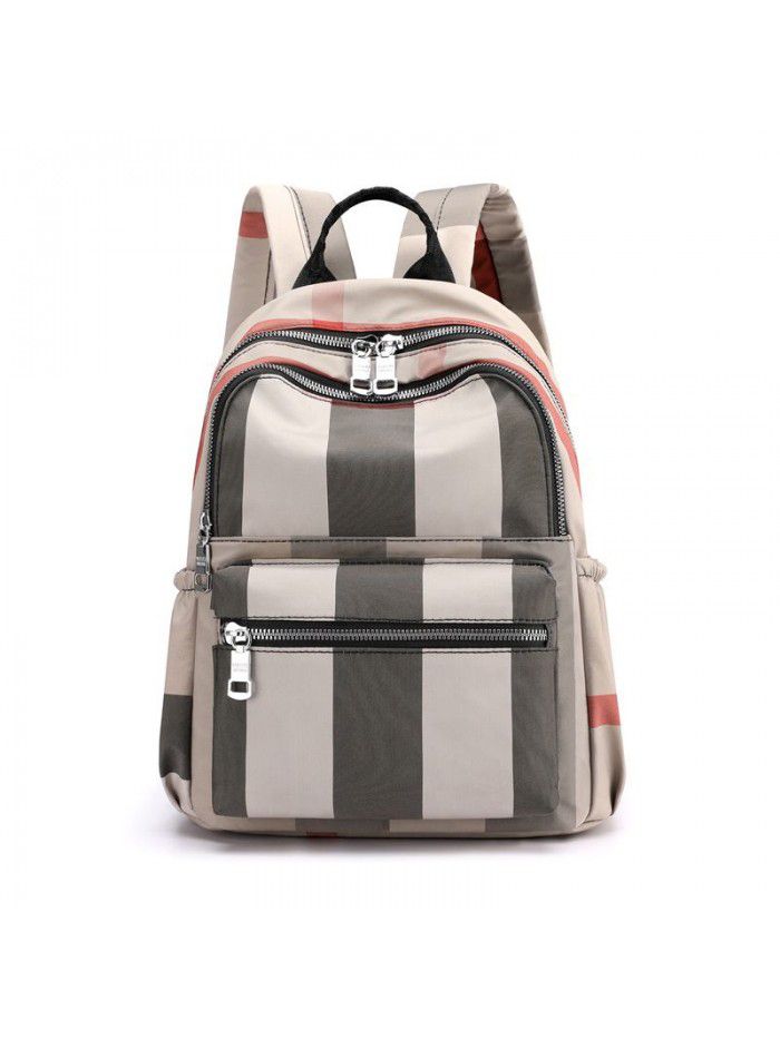 New light backpack stripe nylon bag women's leisure backpack fashion trend middle aged mother bag