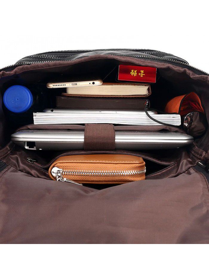  Korean backpack men's bag fashion computer bag sports travel backpack Leather Backpack