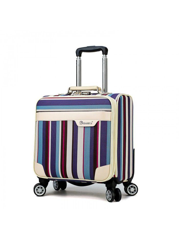 16 inch mini case lady color stripe suitcase universal wheel suitcase trolley case for short distance business trip