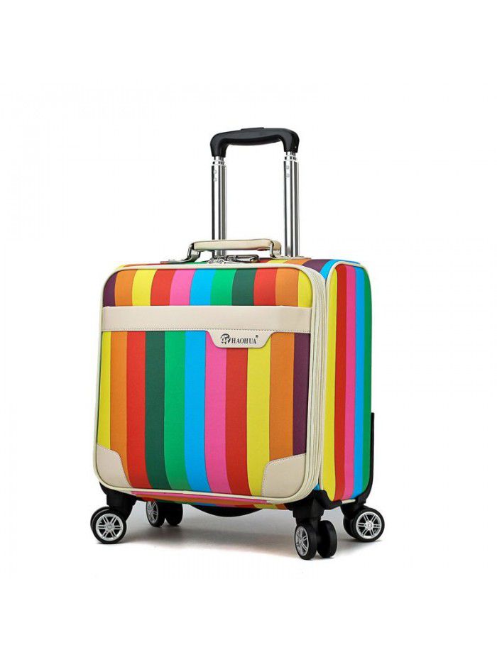 16 inch mini case lady color stripe suitcase universal wheel suitcase trolley case for short distance business trip