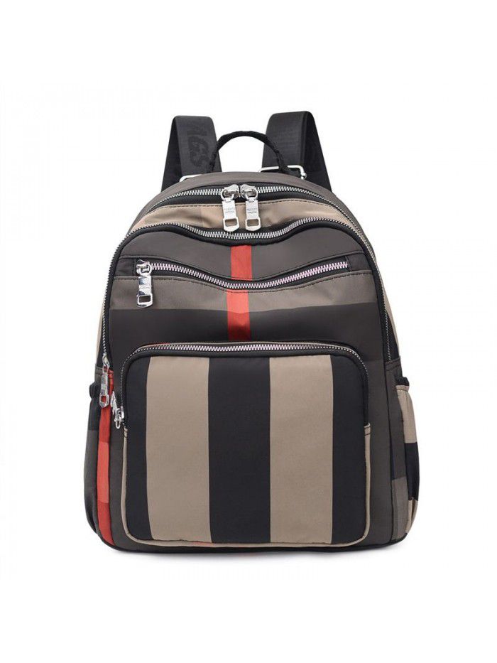 New striped backpack women's trend Korean fashion leisure travel nylon women's bag large capacity Backpack