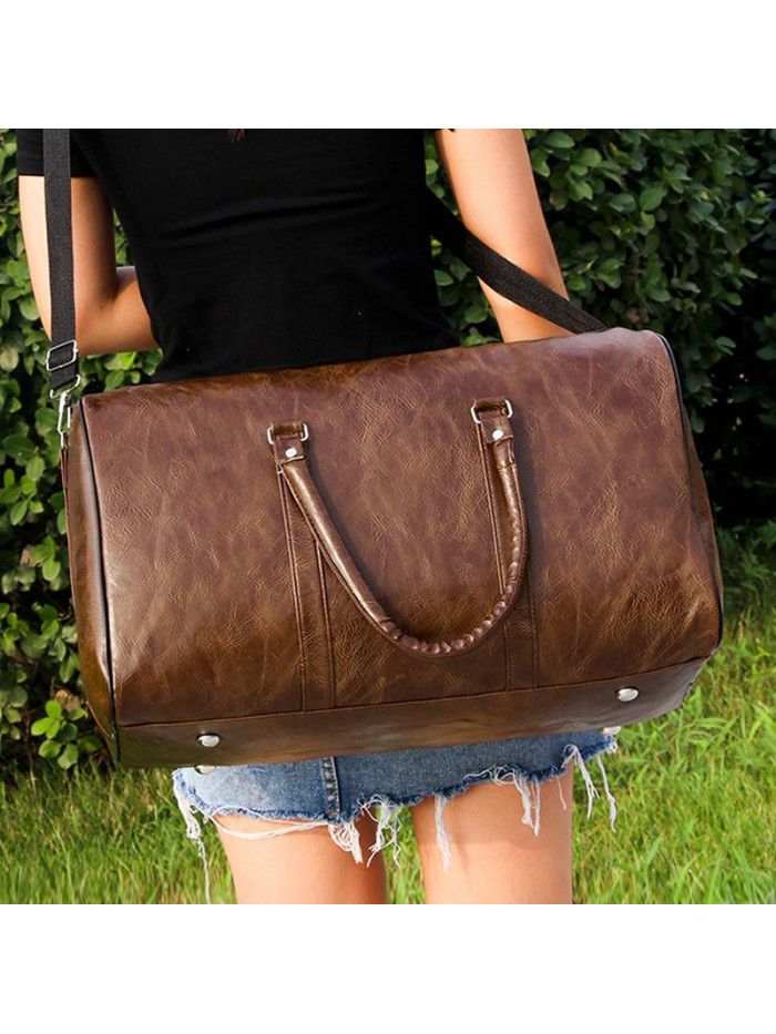 Travel Bag Handbag Pu retro travel bag large capacity short distance bag light exercise fitness 