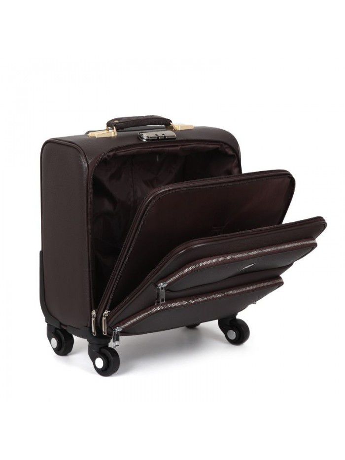 Wholesale men's 16 inch business case universal wheel Trolley Case PU leather small password Service Travel Case Travel Case