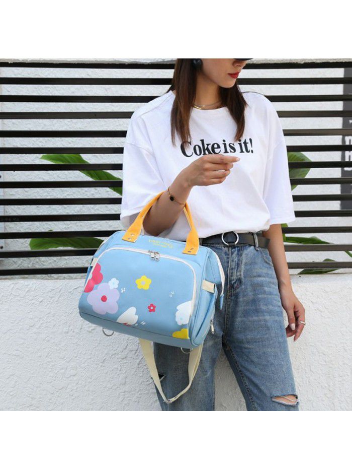 Mummy Bag 2021 new double shoulder bag women's fashion flower mother's handbag travel light mother baby backpack