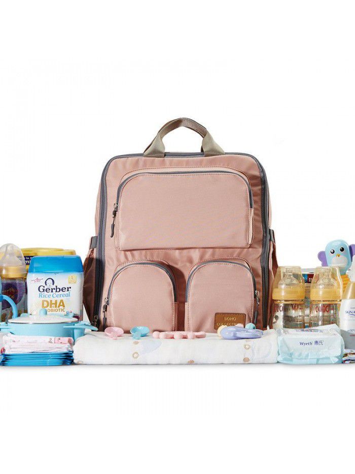 Double shoulder large capacity mummy bag portable set mother baby bag go out mummy bag baby ready to give birth bag can be customized