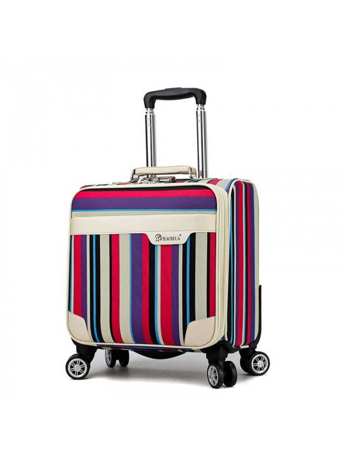 16 inch mini case lady color stripe suitcase universal wheel suitcase trolley case for short distance business trip