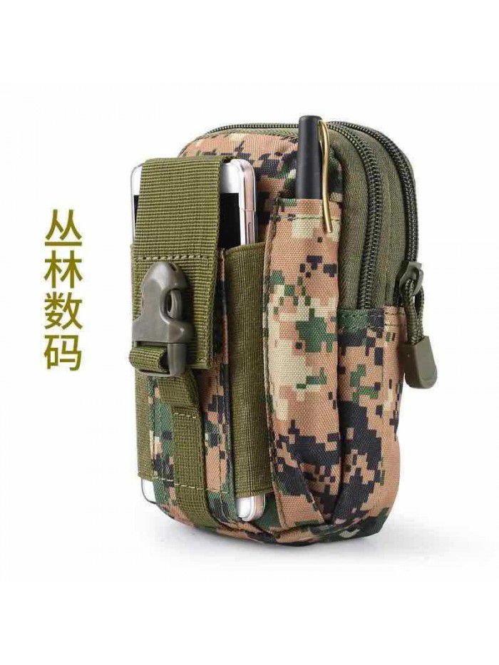 Multi functional military fan tactical waist bag outdoor sports running mobile phone waist bag hanging bag Oxford camouflage mountaineering waist bag