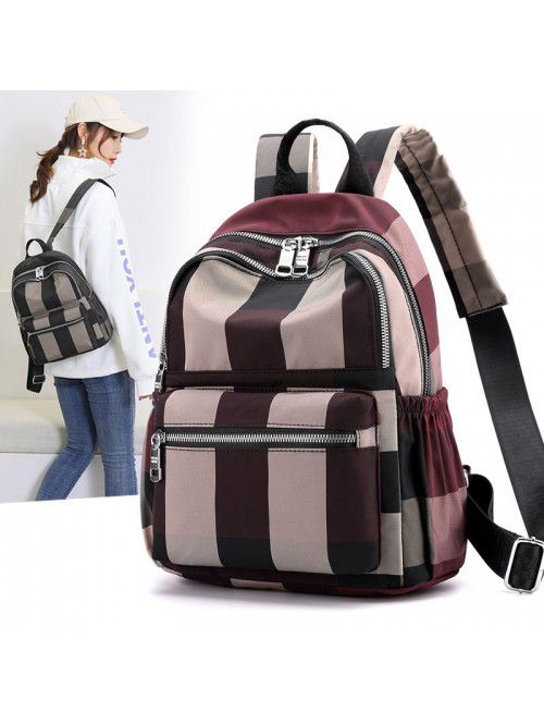 New light backpack stripe nylon bag women's leisur...