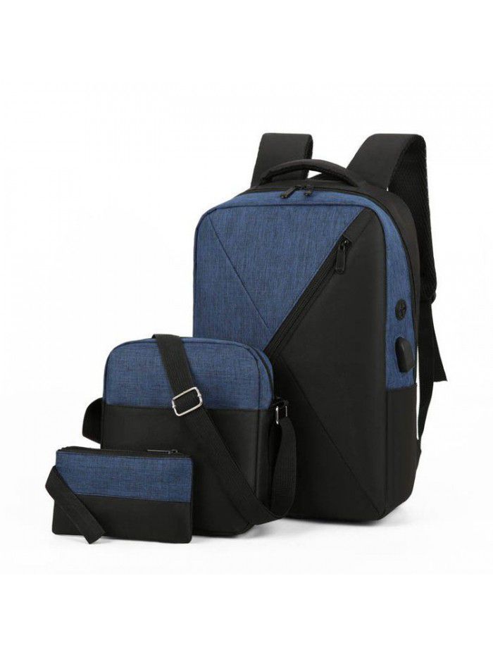 New three piece computer backpack Oxford spinning schoolbag men's and women's backpack Korean business bag