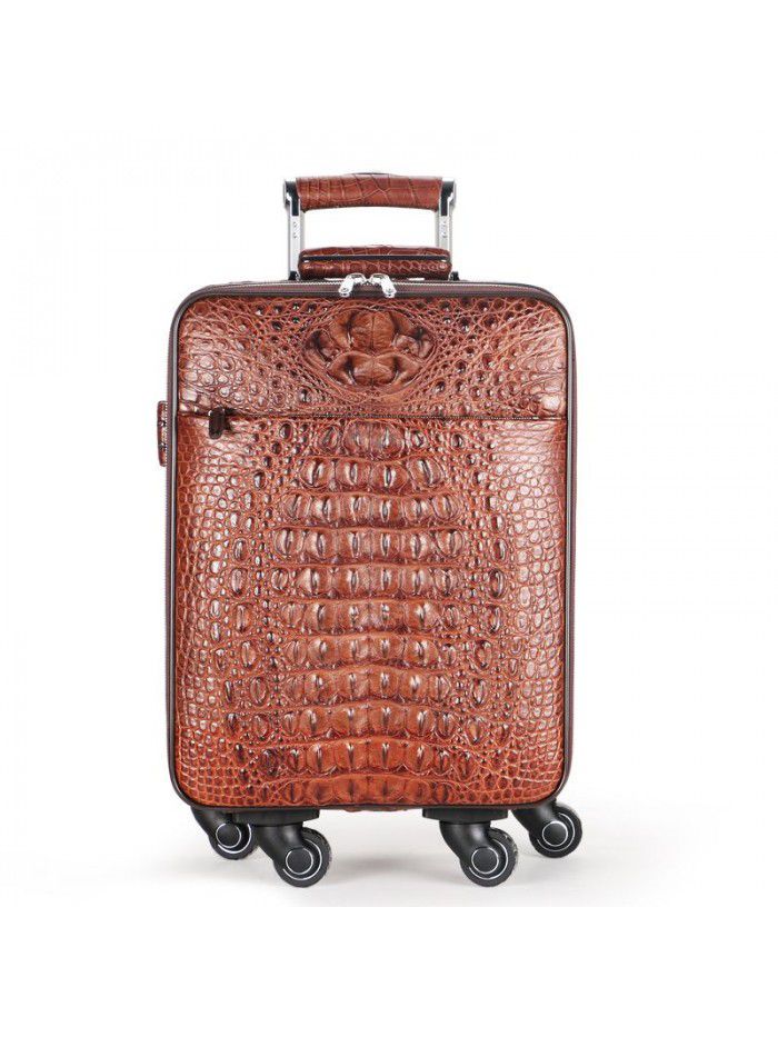 Men's crocodile leather Trolley Case universal wheel multi-functional leather luggage custom wholesale business leisure travel case