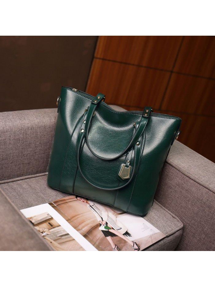 new winter women's handbag oil wax leather women's bag wholesale retro fashion versatile one shoulder diagonal bag